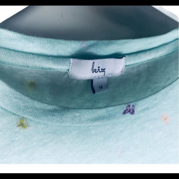 KIZ Butterfly Dainty Print Crop Tee/Top With Scoop Neck Mint Green Size Small - Picture 6 of 8